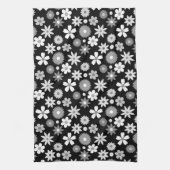 Retro 70er Style Blume Monochrome Muster Geschirrtuch (Vertikal)