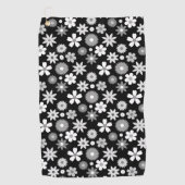 Retro 70er Style Blume Monochrome Muster Golfhandtuch (Vorderseite)