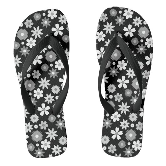 Retro 70er Style Blume Monochrome Rpt Muster Badesandalen (Fußbett)