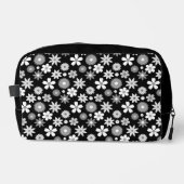 Retro 70er Style Blume Monochrome Rpt Muster Waschbeutel (Vorderseite)
