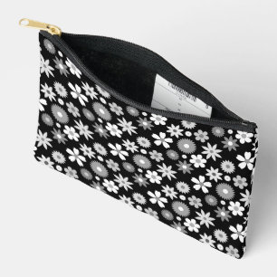 Retro 70er Style Blume Monochrome Rpt Muster Zubehörtasche