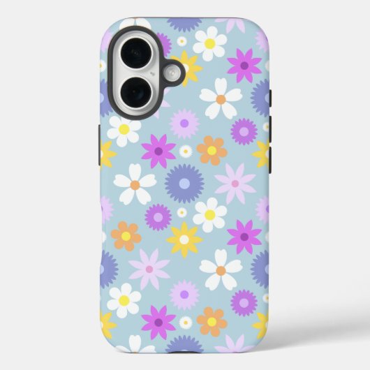 Retro 70er Style Blume Muster Pastellfarben Case-Mate iPhone Hülle (Rückseite)