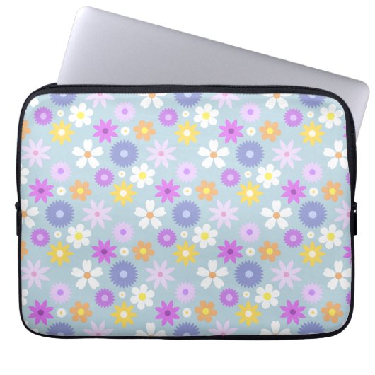 Retro 70er Style Blume Muster Pastellfarben Laptopschutzhülle (Vorderseite)