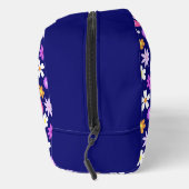 Retro 70er Style Blume Pattern auf Dunkelblau Waschbeutel (Rechts)