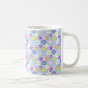 Retro 70er Style Blume Rpt Muster Pastellfarben Kaffeetasse