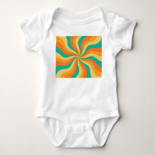 Retro 70er Sunburst farbenfroher Hintergrund Baby Strampler