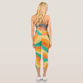 Retro 70er Sunburst farbenfroher Hintergrund Capri Leggings (Rückseite)