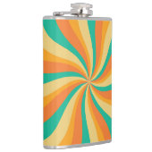 Retro 70er Sunburst farbenfroher Hintergrund Flachmann (Rechts)
