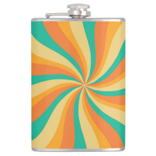 Retro 70er Sunburst farbenfroher Hintergrund Flachmann