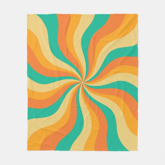 Retro 70er Sunburst farbenfroher Hintergrund Fleecedecke (Vorderseite)