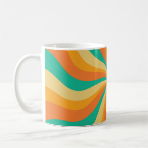 Retro 70er Sunburst farbenfroher Hintergrund Kaffeetasse