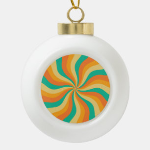 Retro 70er Sunburst farbenfroher Hintergrund Keramik Kugel-Ornament