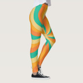 Retro 70er Sunburst farbenfroher Hintergrund Leggings (Rechts)