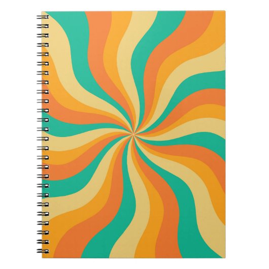 Retro 70er Sunburst farbenfroher Hintergrund Notizblock (Vorderseite)