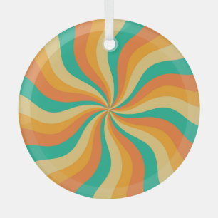 Retro 70er Sunburst farbenfroher Hintergrund Ornament Aus Glas