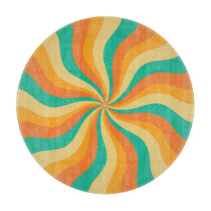 Retro 70er Sunburst farbenfroher Hintergrund Schneidebrett