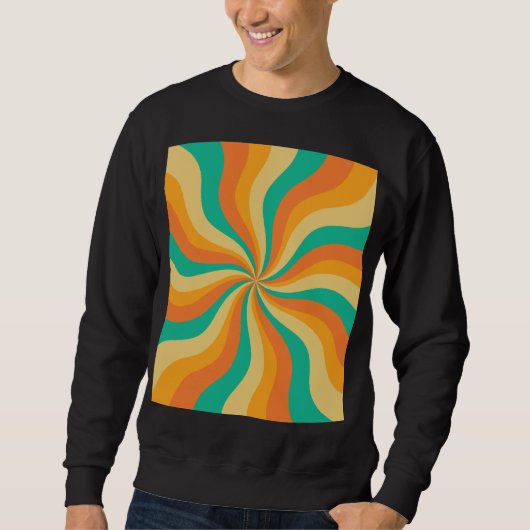 Retro 70er Sunburst farbenfroher Hintergrund Sweatshirt (Vorderseite)