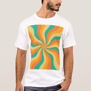 Retro 70er Sunburst farbenfroher Hintergrund T-Shirt