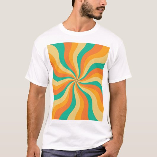 Retro 70er Sunburst farbenfroher Hintergrund T-Shirt (Vorderseite)