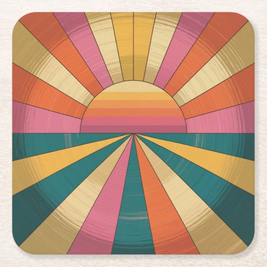 Retro 70er Sunset Untersetzer Set (Vorderseite)