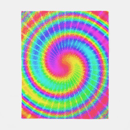 Retro 70er TieDye Hippie-psychedelisches buntes Fleecedecke (Vorderseite)