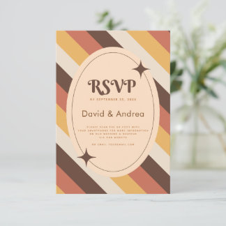 Retro 70er Typografy Stripes QR Code Wedding RSVP