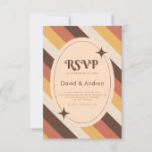 Retro 70er Typografy Stripes QR Code Wedding RSVP Karte (Vorderseite)