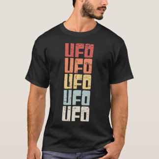 Retro 70er Ufo Alien Text T-Shirt