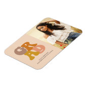 Retro 70er Vibe Foto Abschluss Ankündigung Magnet (Linke Seite)