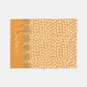 Retro 70er Vintag Floral Orange Fleecedecke (Vorderseite (Horizontal))