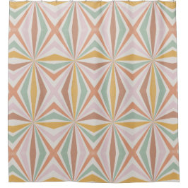 Retro 70er Vintag Hippy Psychedelic Pink Minze Gol Duschvorhang