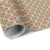 Retro-70er: Vintages Blumenmuster Geschenkpapier (Rolleneckpunkt)