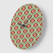 Retro-70er: Vintages Blumenmuster Große Wanduhr (Winkel)