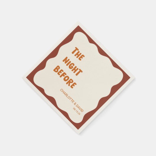 Retro 70er Wavy Ästhetische Probe Abendessen Serviette (Ecke)