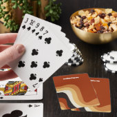 Retro 70er Wavy Burnt Orange Groovy Personalisiert Spielkarten (In Situ)