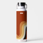 Retro 70er Wavy Burnt Orange Personalisiert Hippie Trinkflasche (Rückseite)