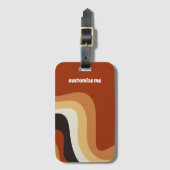 Retro 70er Wavy Orange Groovy Hippie Personalisier Gepäckanhänger (Vorderseite Vertikal)