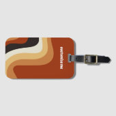 Retro 70er Wavy Orange Groovy Hippie Personalisier Gepäckanhänger (Vorderseite (Horizontal))