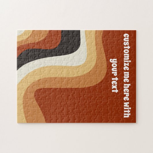Retro 70er Wavy Orange Groovy Personalisiert Hippi Puzzle (Horizontal)