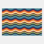 Retro 70er Wavy Stripes Geschenkpapier Set (Vorderseite)