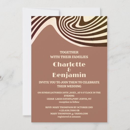 Retro 70er Wedding Einladung (Vorderseite)