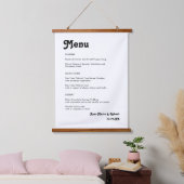 Retro 70er Wedding Menu Hängebänder Wandteppich Mit Holzrahmen (Schlafzimmer)