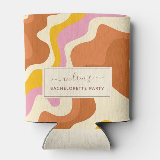 Retro 70er Wirbel Geometric Junggeselinnen-Abschie Dosenkühler (Rückseite)