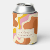 Retro 70er Wirbel Geometric Junggeselinnen-Abschie Dosenkühler (Kanne Rückseite)