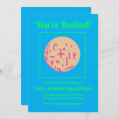 Retro 70s Blue Green Pink Disco 50th Birthday Einladung (Vorne/Hinten)