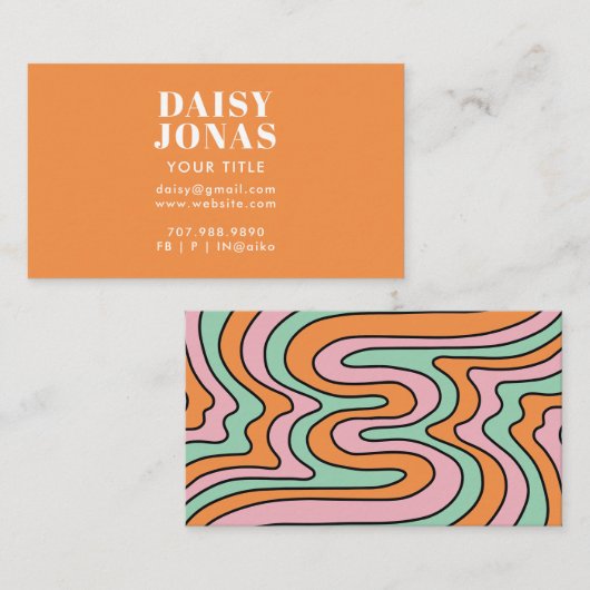 Retro 70's Business Card Abstrakt Visitenkarte (Vorne/Hinten)