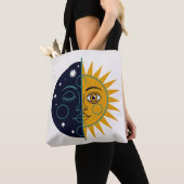Retro 70s Celestial Sun Moon Split Face Art Print Tasche (Von Nahem)