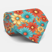 Retro 70s Classic Flowers Groovy Custom Necktie Krawatte (Gerollt)