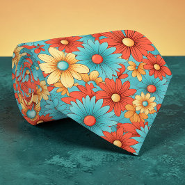 Retro 70s Classic Flowers Groovy Custom Necktie Krawatte