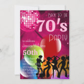 Retro 70's Disco Ball & Balloons Rosa Geburtstag Einladung (Vorderseite)